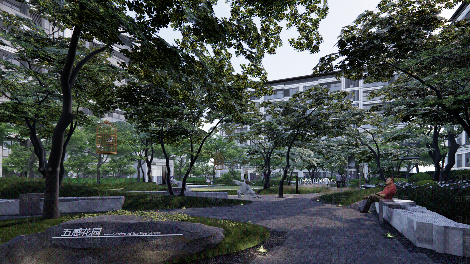 现代禅意口袋公园SU模型下载【ID:1160878586】