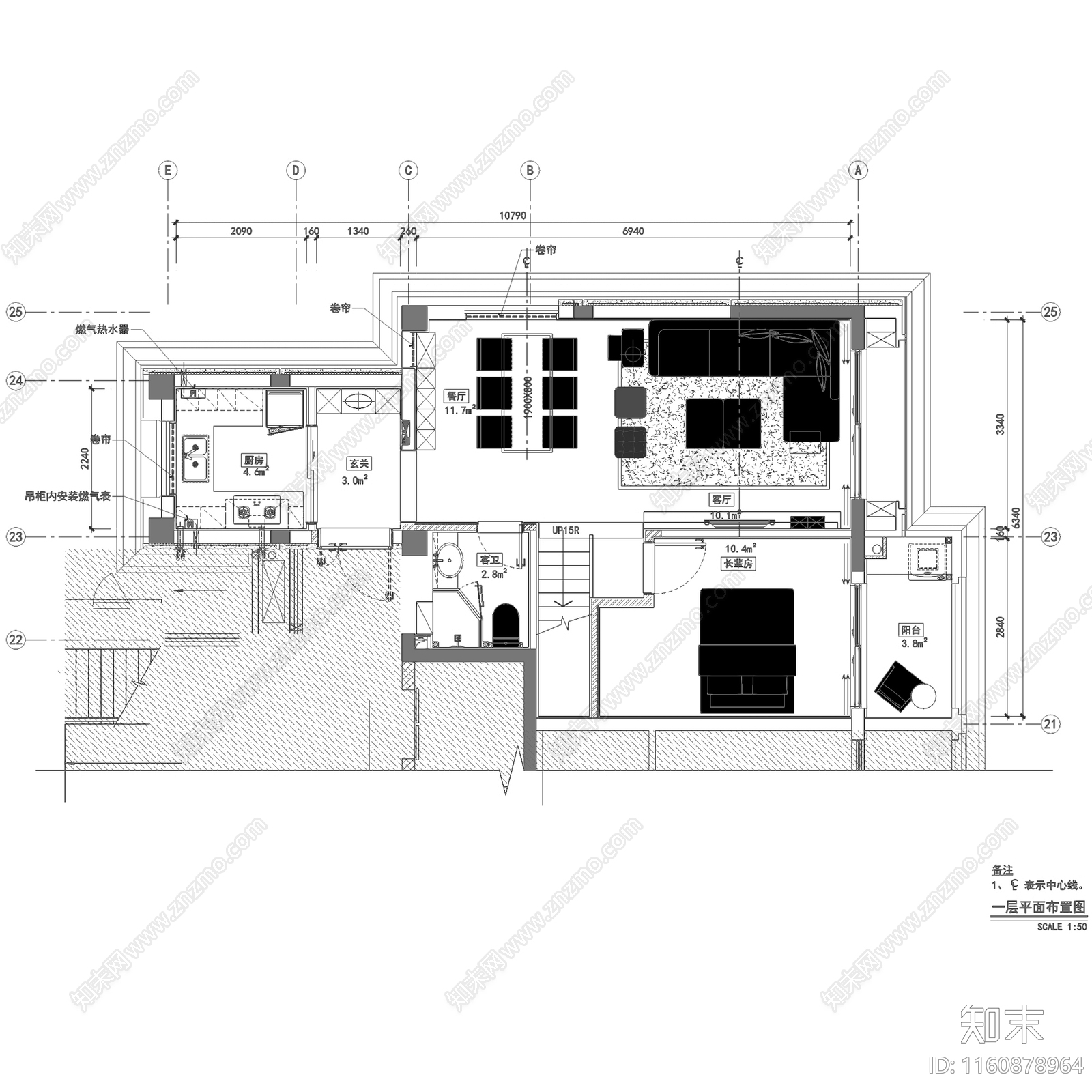 现代简约上海招商海德花园下叠二层别墅室内家装cad施工图下载【ID:1160878964】