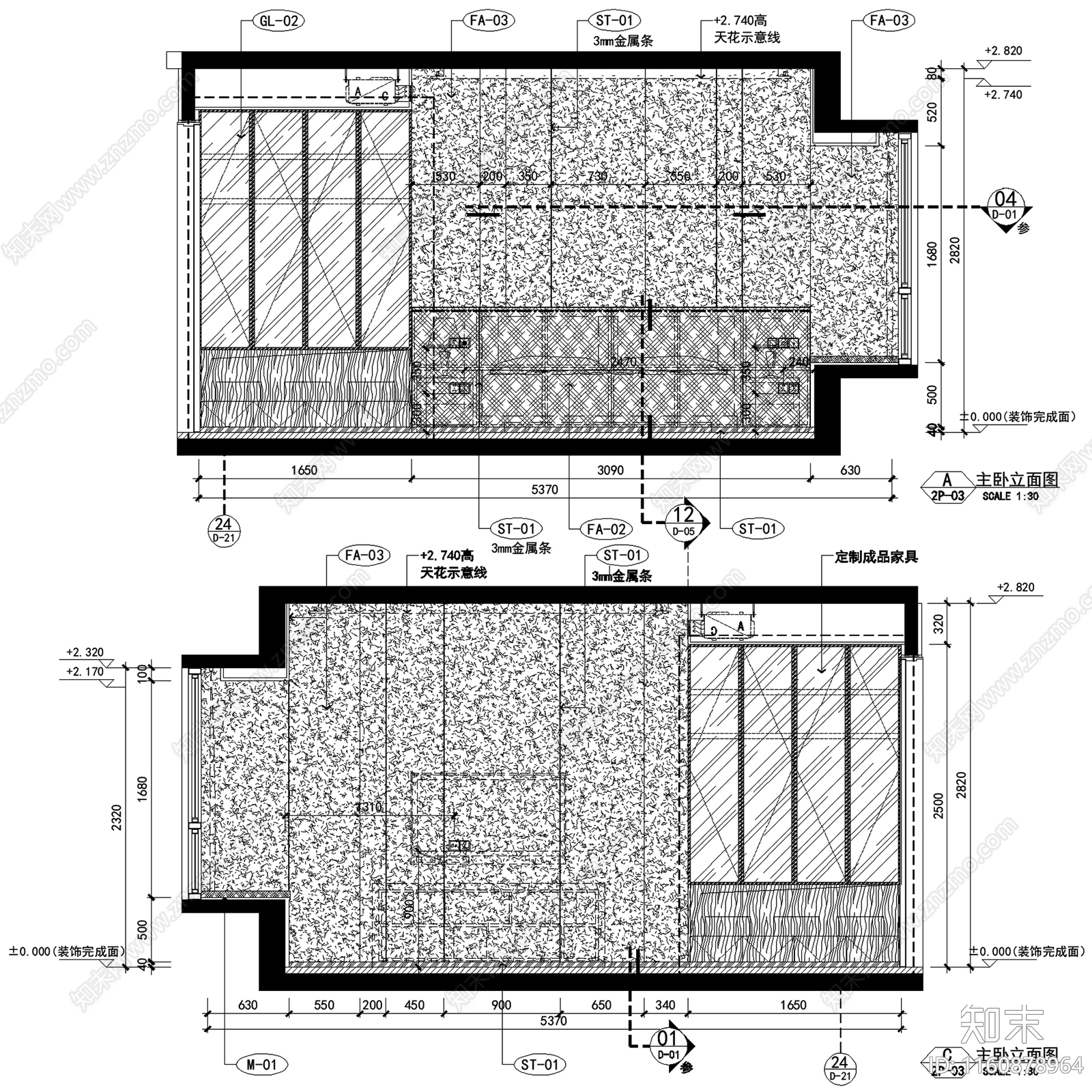 现代简约上海招商海德花园下叠二层别墅室内家装cad施工图下载【ID:1160878964】