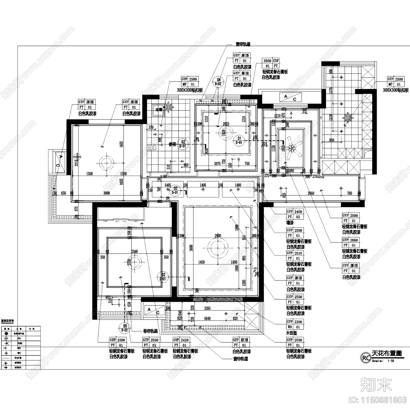 美式三室两厅一卫私宅平层室内家装平面系统图cad施工图下载【ID:1160881803】