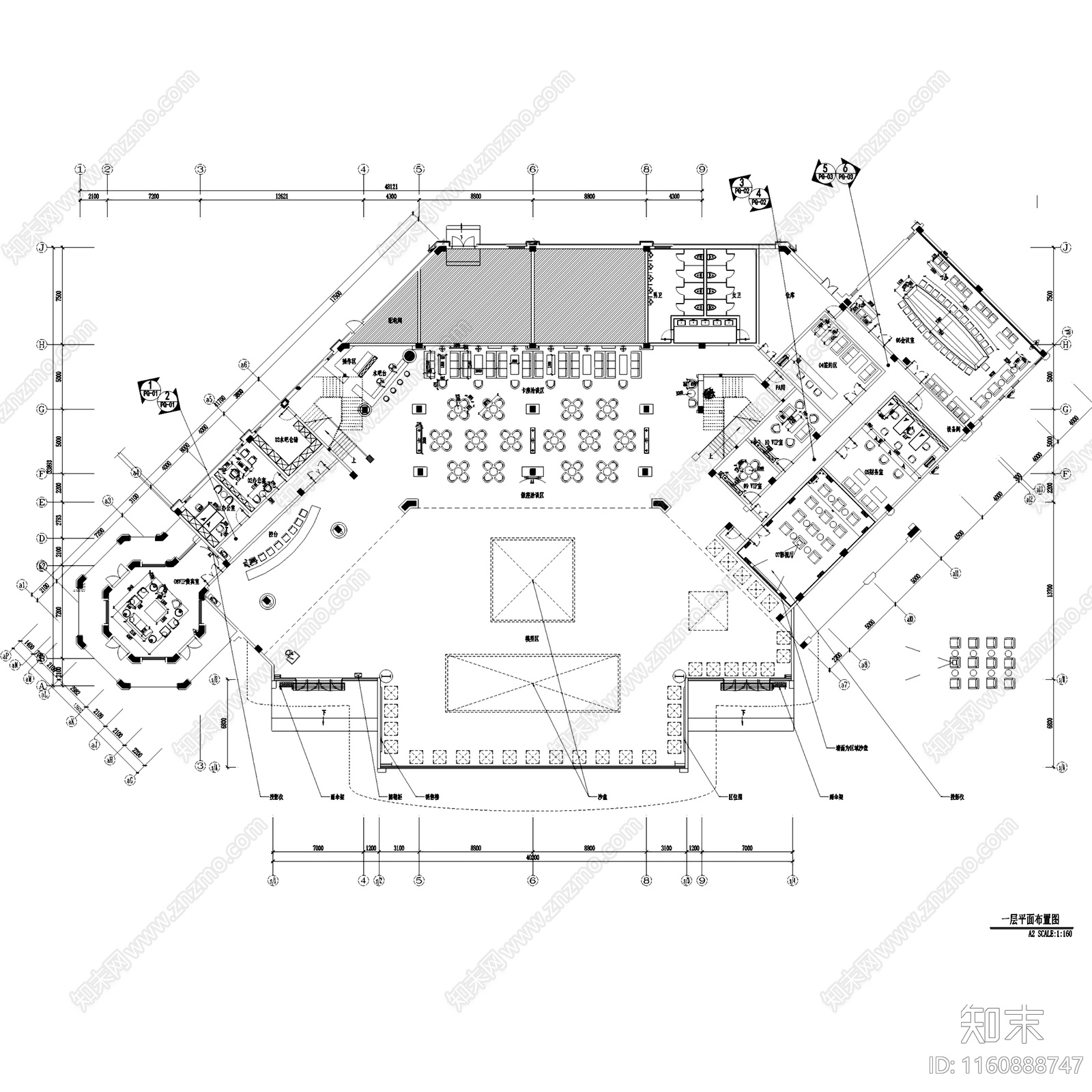 欧式福州名城国际营销中心售楼处室内工装cad施工图下载【ID:1160888747】