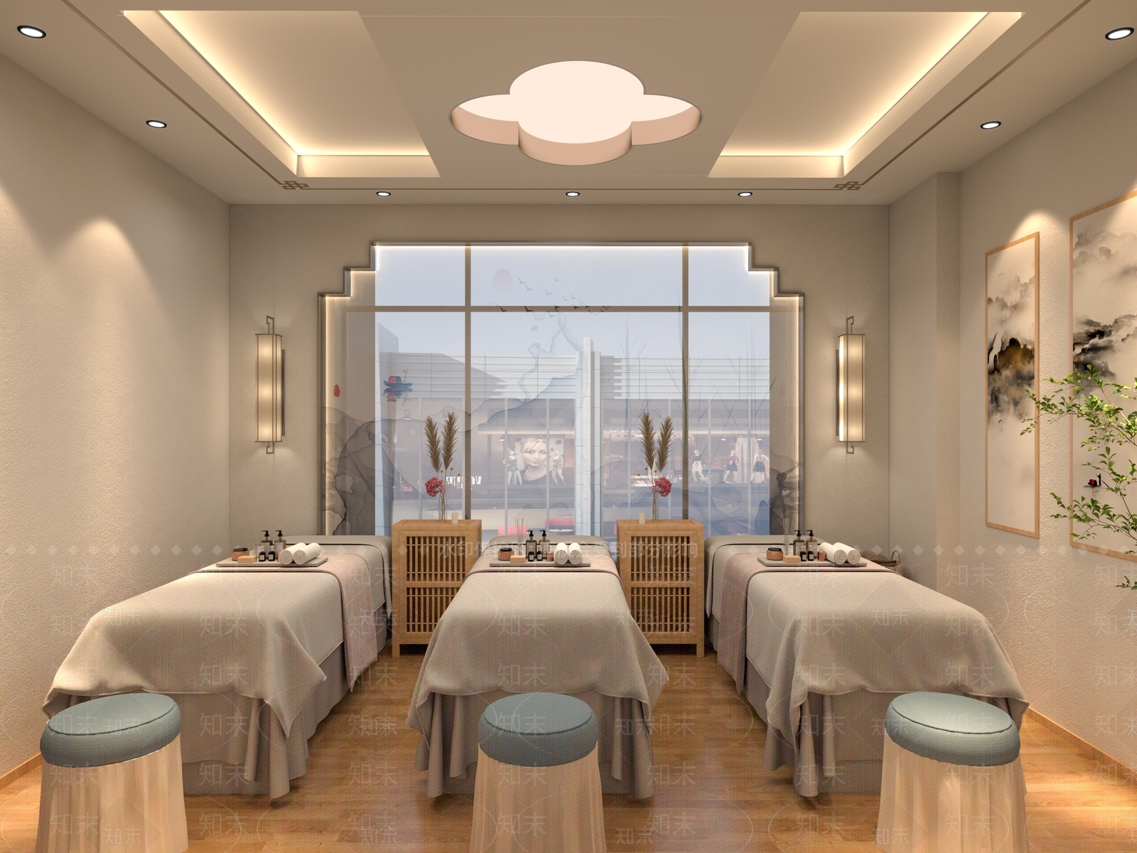 新中式美容院采耳店3D模型下载【ID:1160890572】