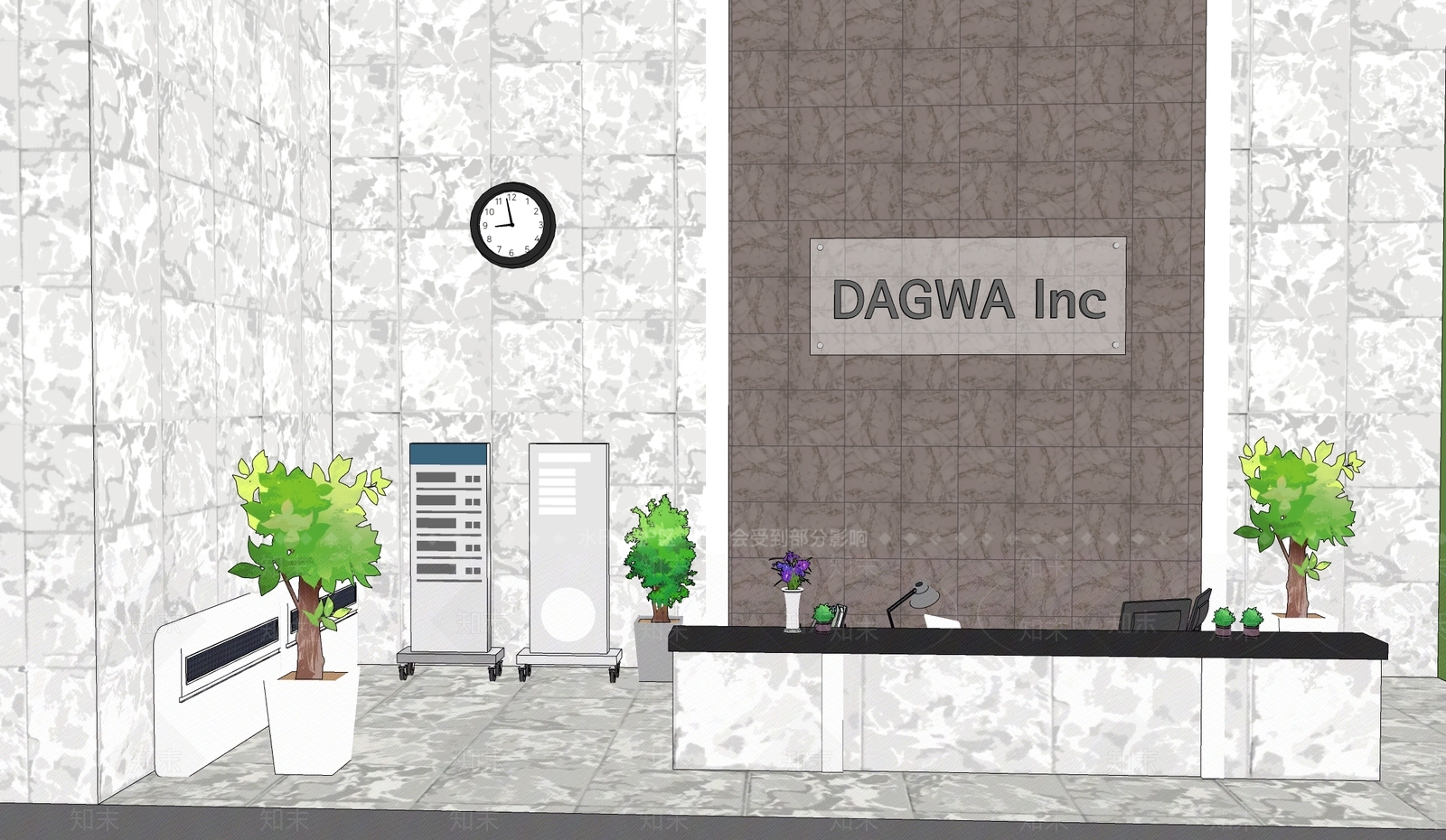 现代风格公司前台SU模型下载【ID:1160891344】