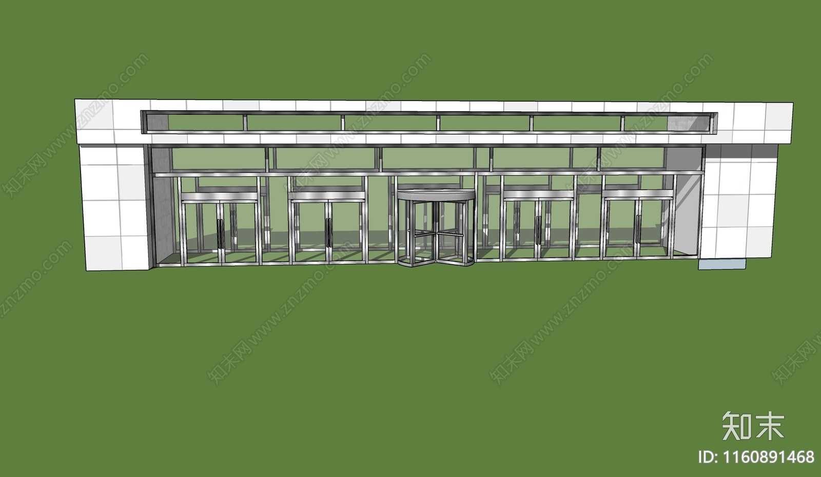 现代风格大楼入口旋转门SU模型下载【ID:1160891468】