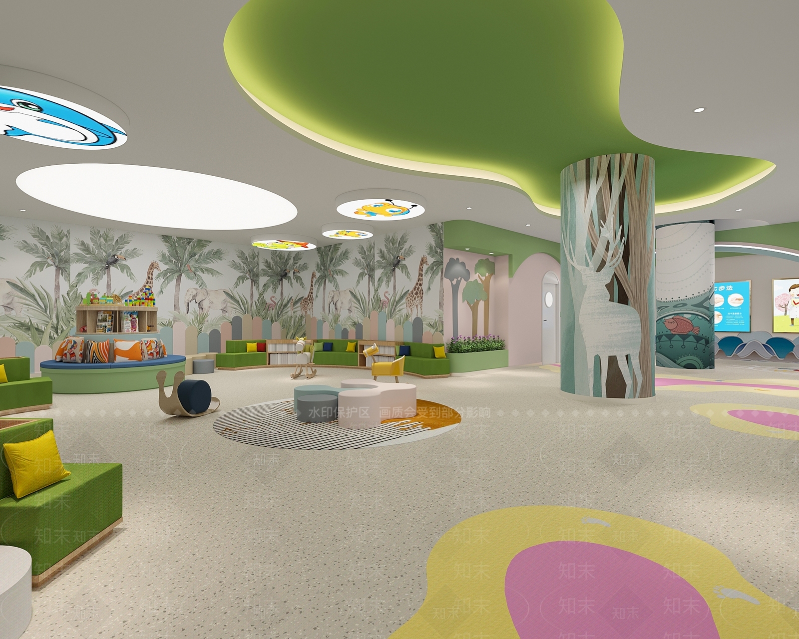 现代儿童医院输液大厅3D模型下载【ID:1160891778】