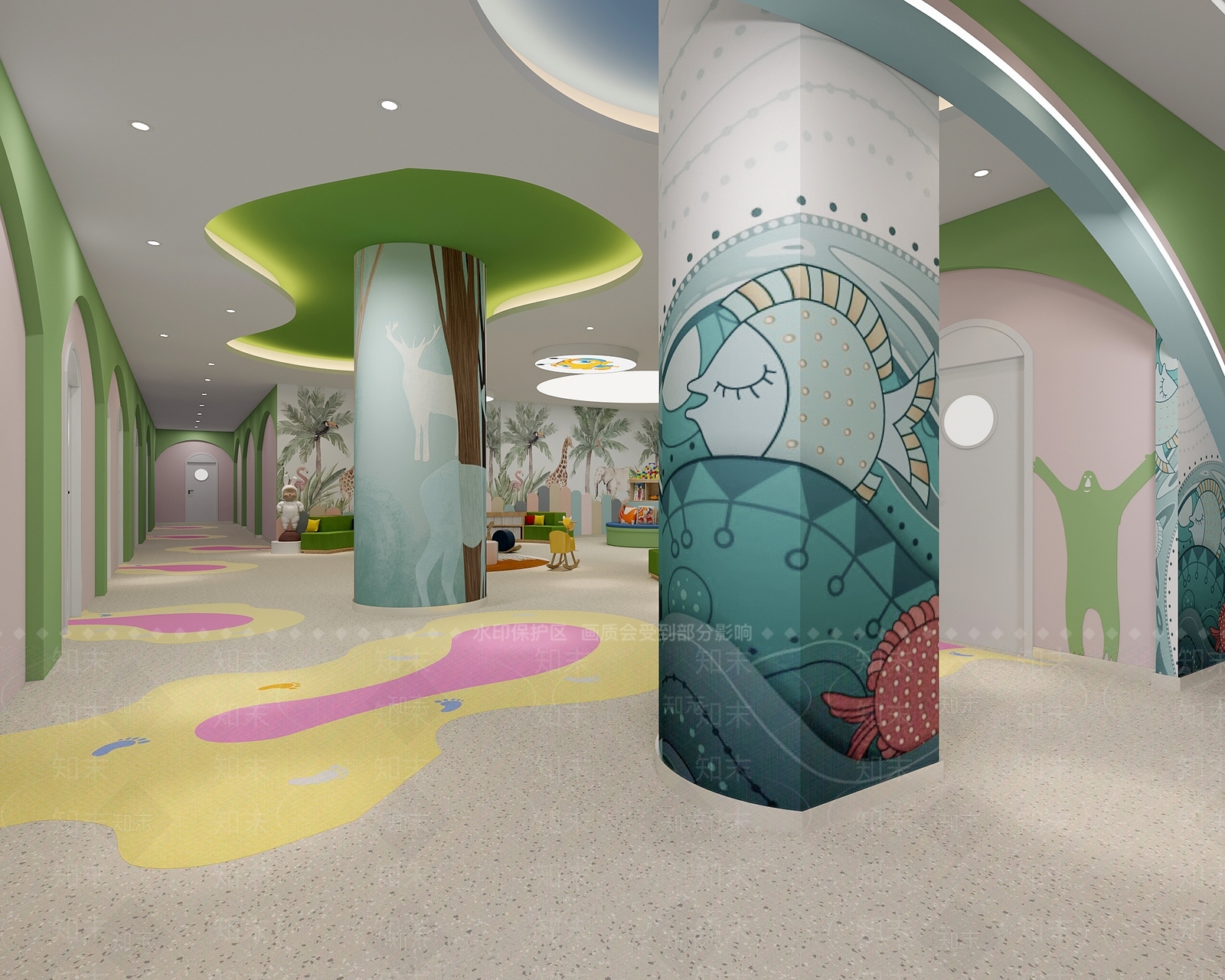 现代儿童医院输液大厅3D模型下载【ID:1160891778】