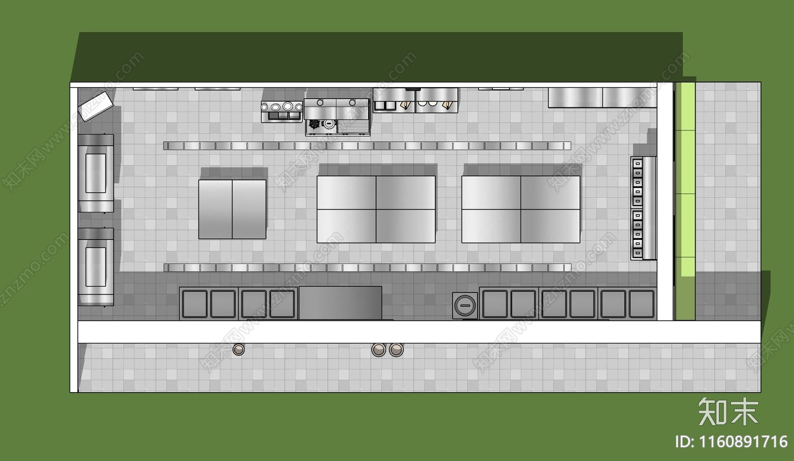 现代风格中央厨房SU模型下载【ID:1160891716】