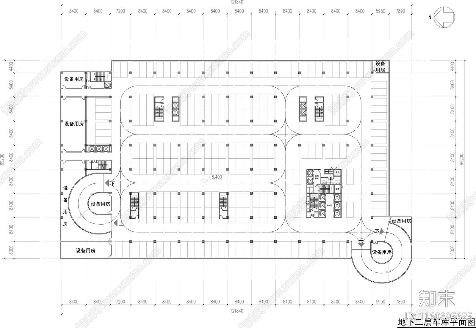 公建地下车库平面图施工图下载【ID:1160895625】