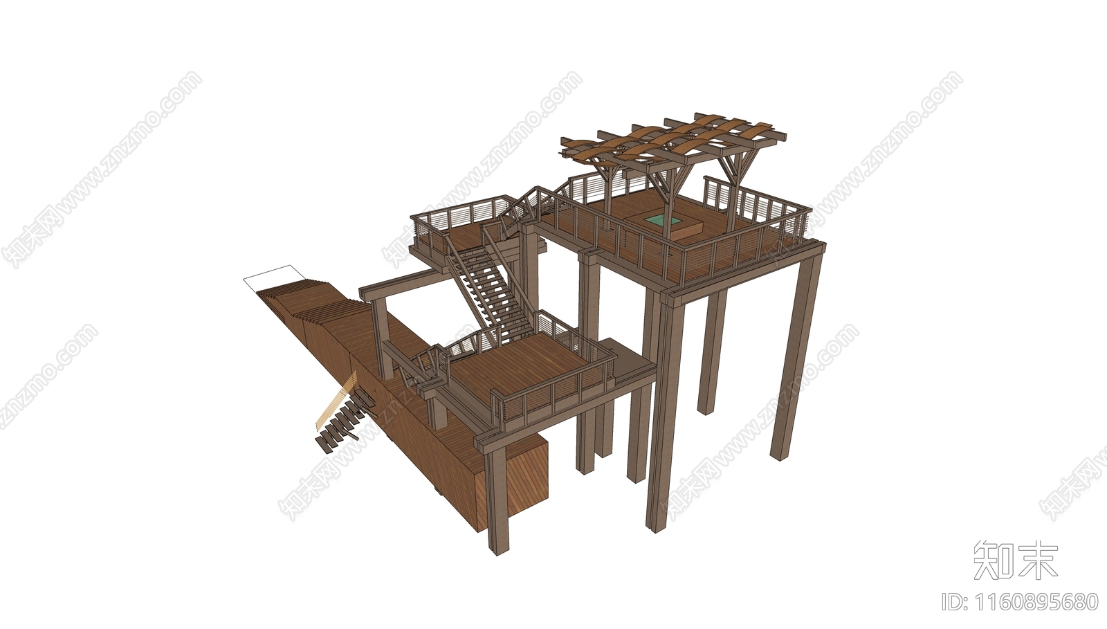 现代木制观景台SU模型下载【ID:1160895680】