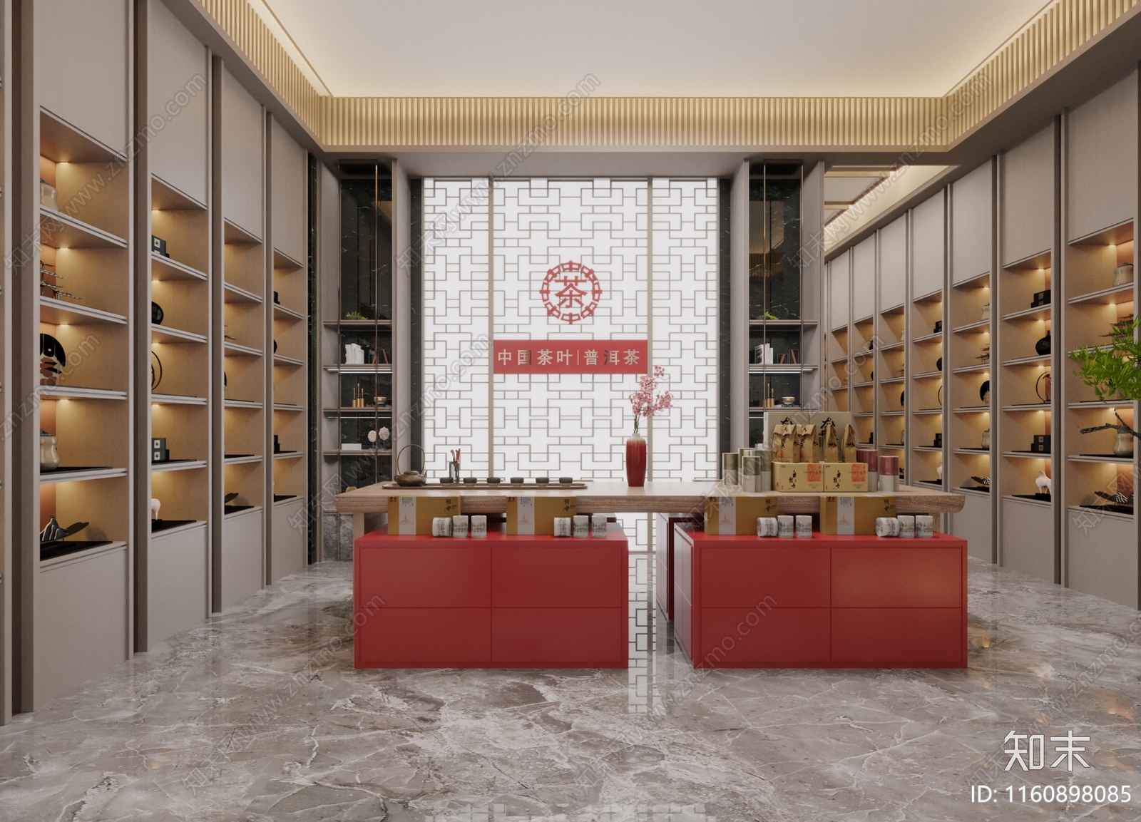 新中式茶叶店3D模型下载【ID:1160898085】