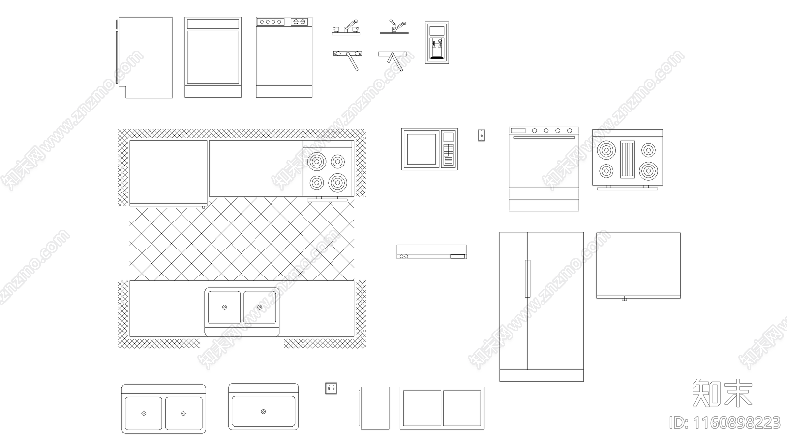 厨房电器家具施工图下载【ID:1160898223】