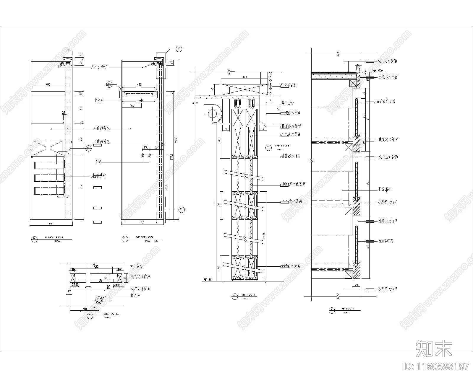 衣橱做法通用大样图cad施工图下载【ID:1160898187】