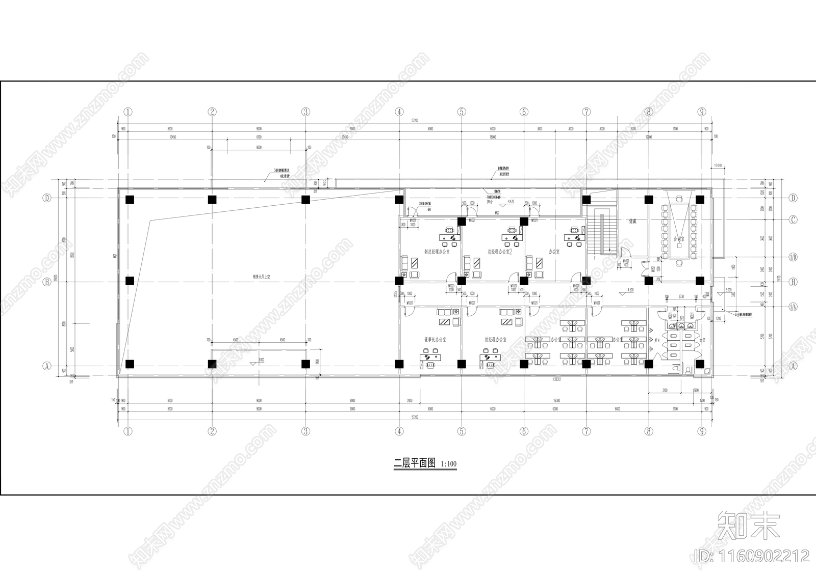 现代售楼部建筑cad施工图下载【ID:1160902212】