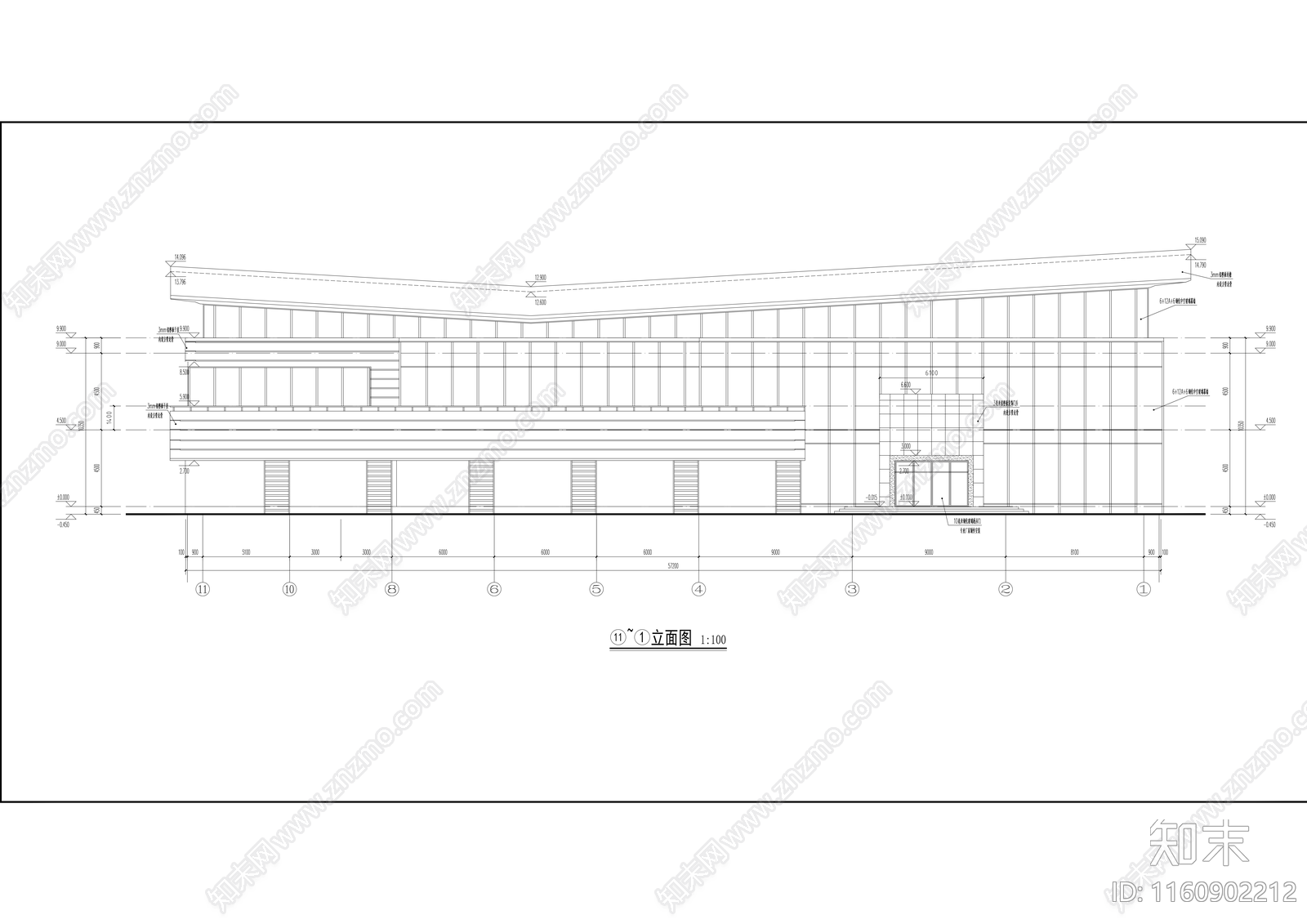 现代售楼部建筑cad施工图下载【ID:1160902212】