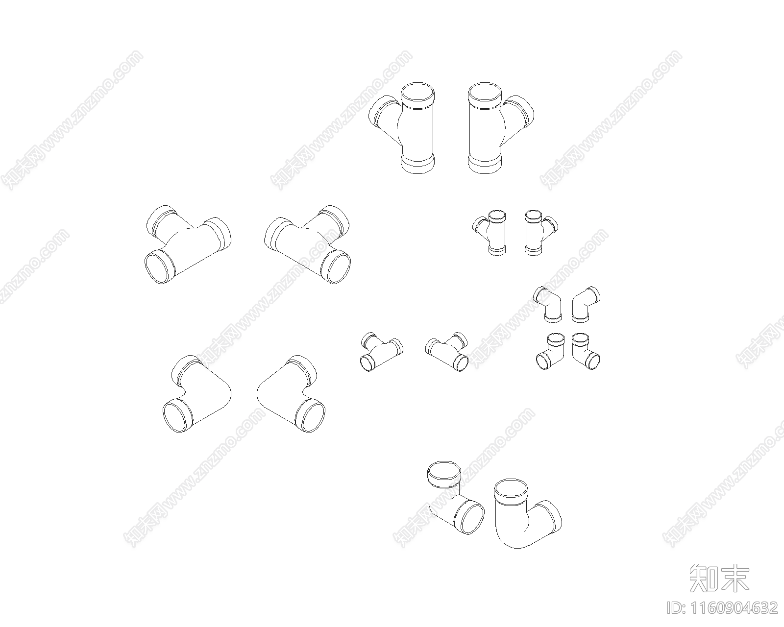 管道配件等距图cad施工图下载【ID:1160904632】