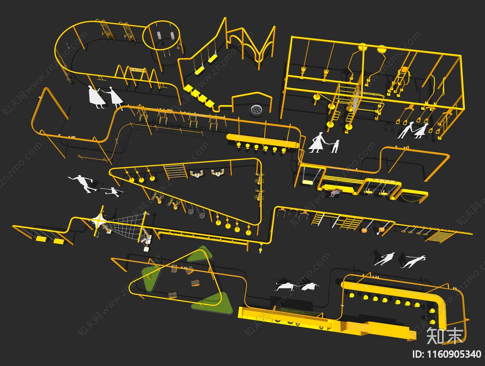 户外健身器材SU模型下载【ID:1160905340】