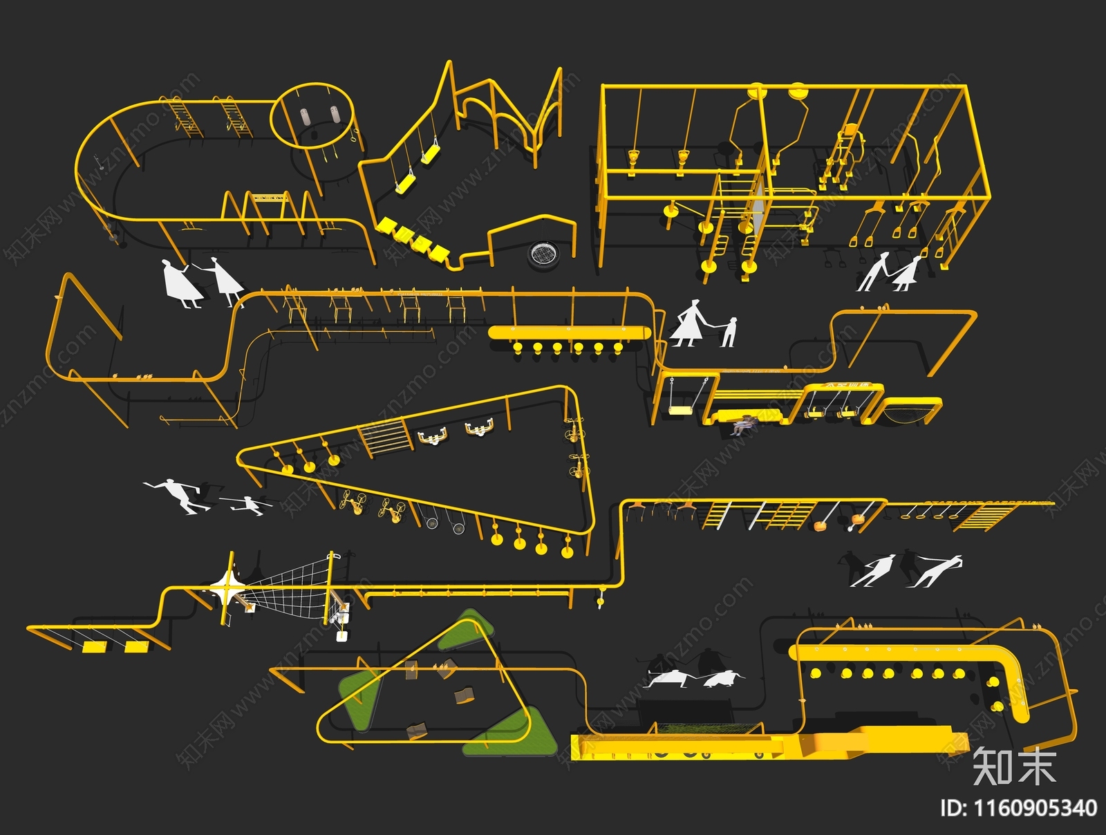 户外健身器材SU模型下载【ID:1160905340】