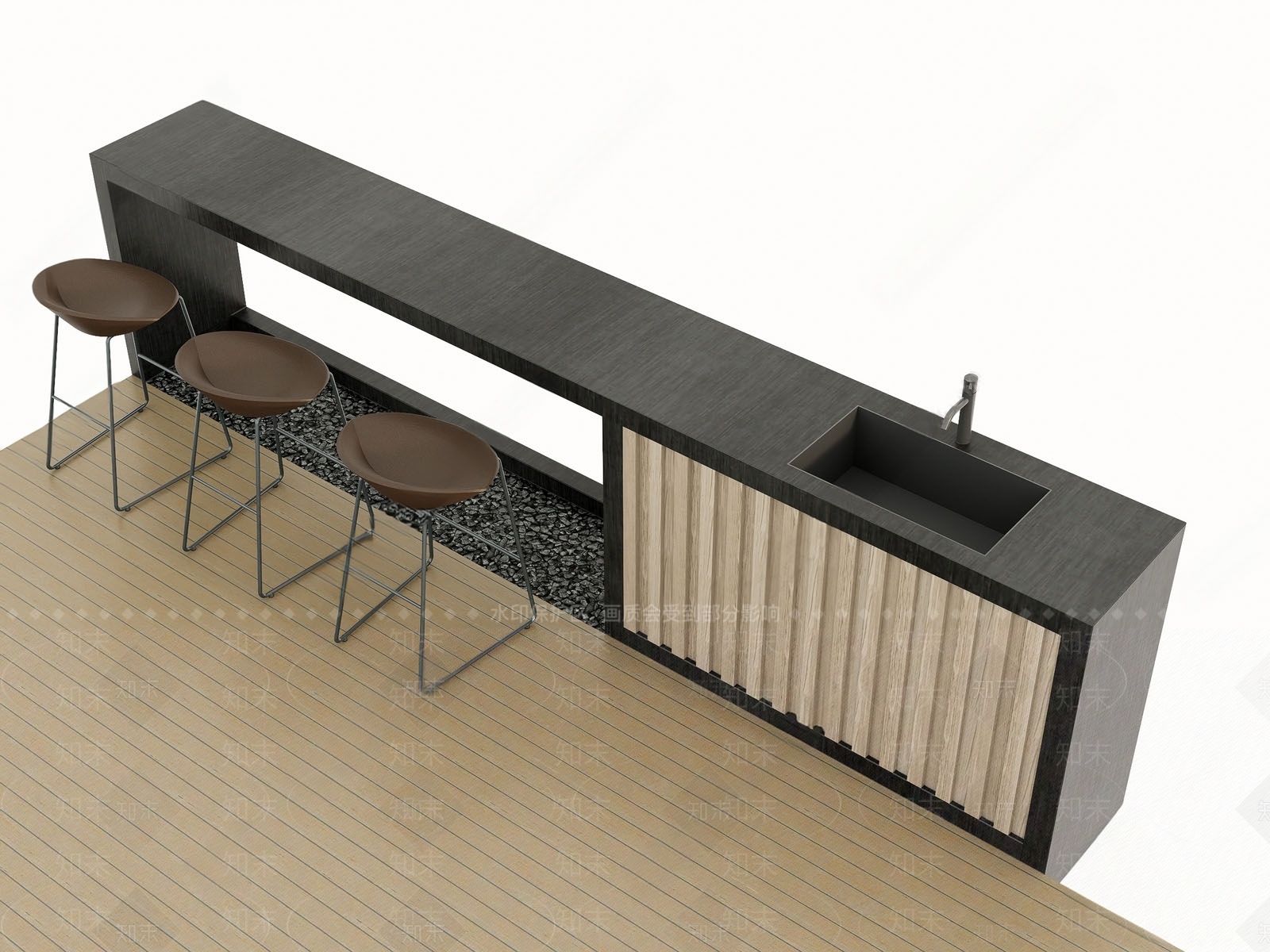 现代吧台吧椅3D模型下载【ID:1160906600】