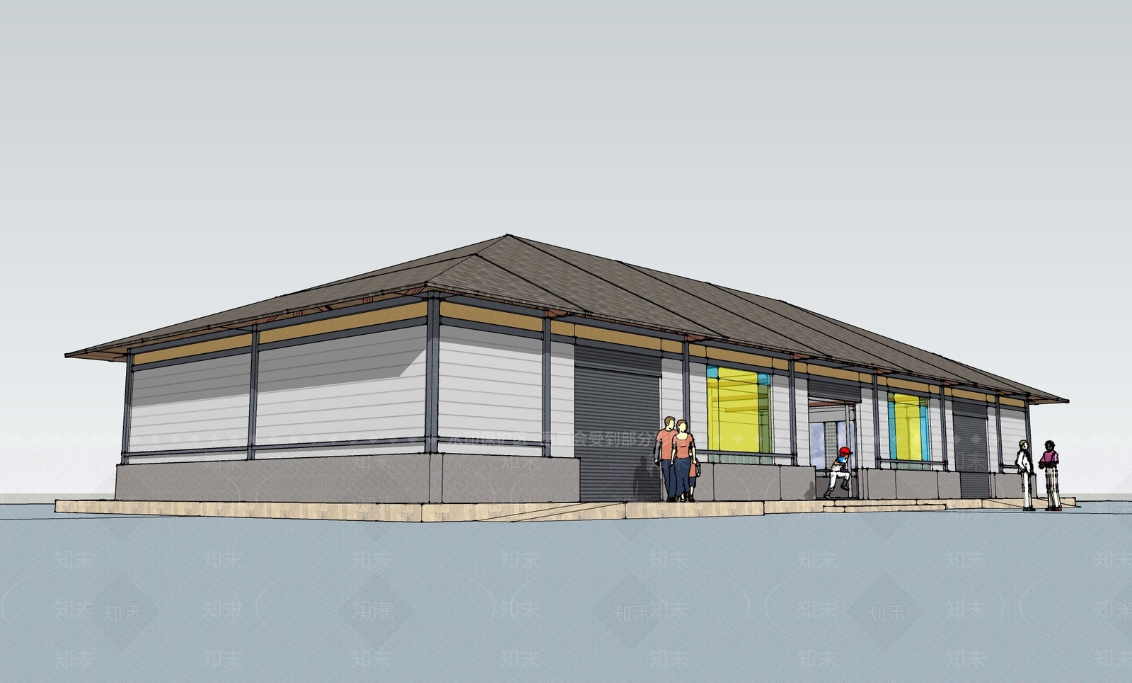 现代轻钢结构乡村小超市SU模型下载【ID:1160909527】