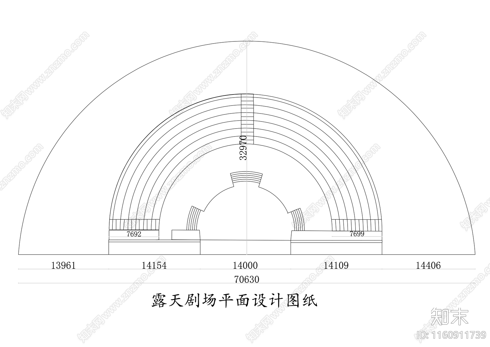 露天剧场平面设计图纸施工图下载【ID:1160911739】