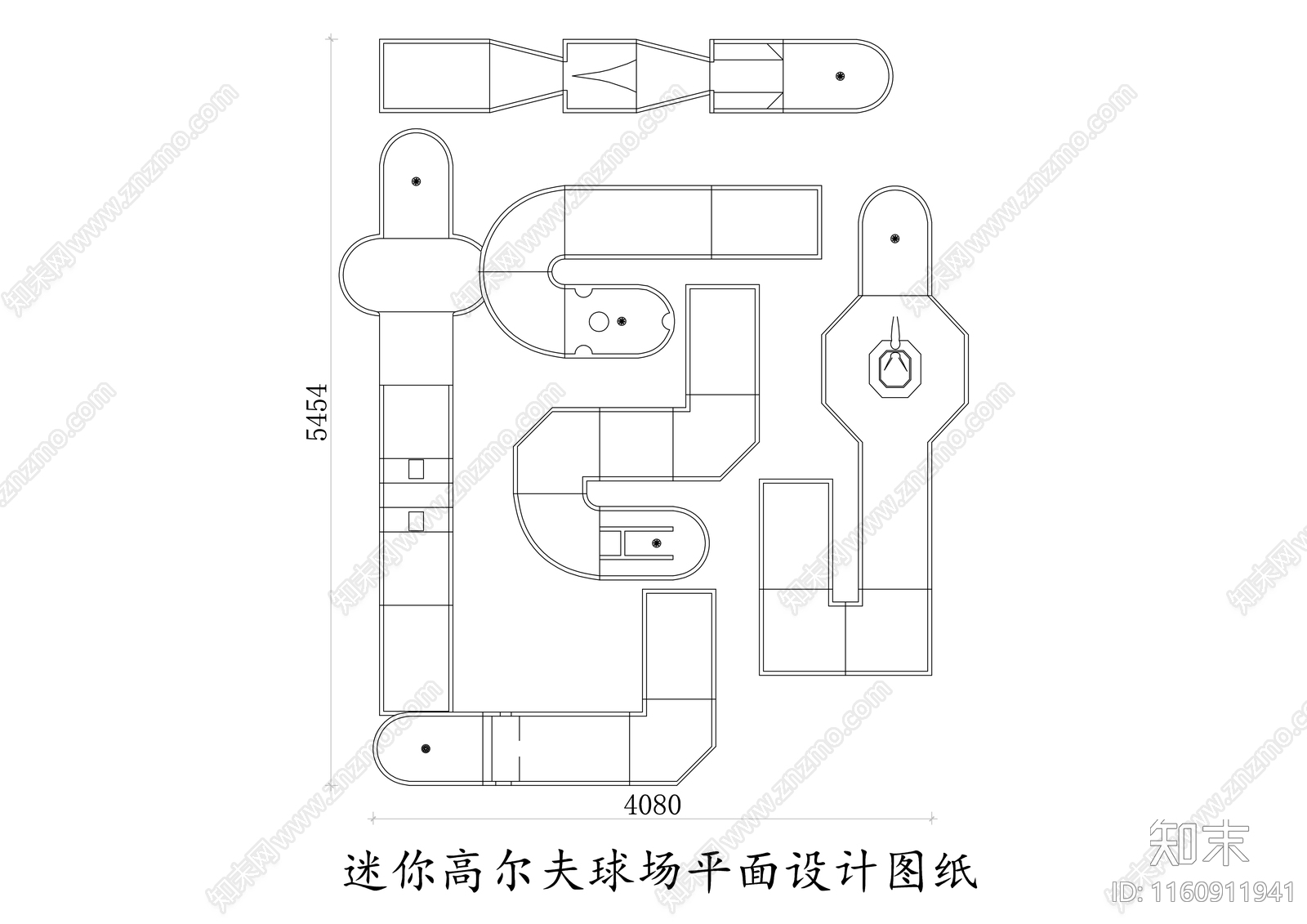 迷你高尔夫球场平面设计图纸施工图下载【ID:1160911941】