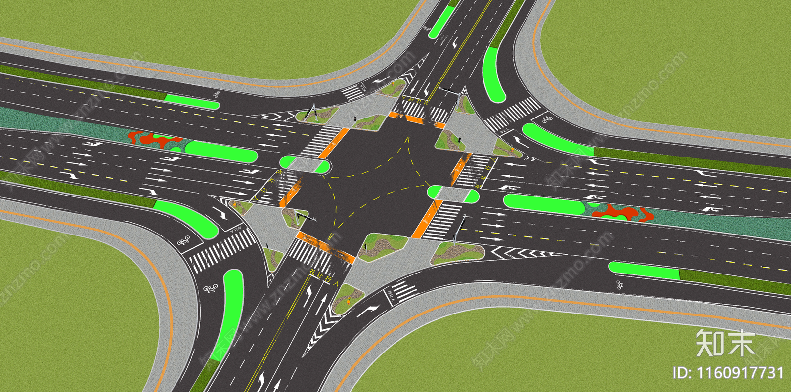 现代道路景观SU模型下载【ID:1160917731】