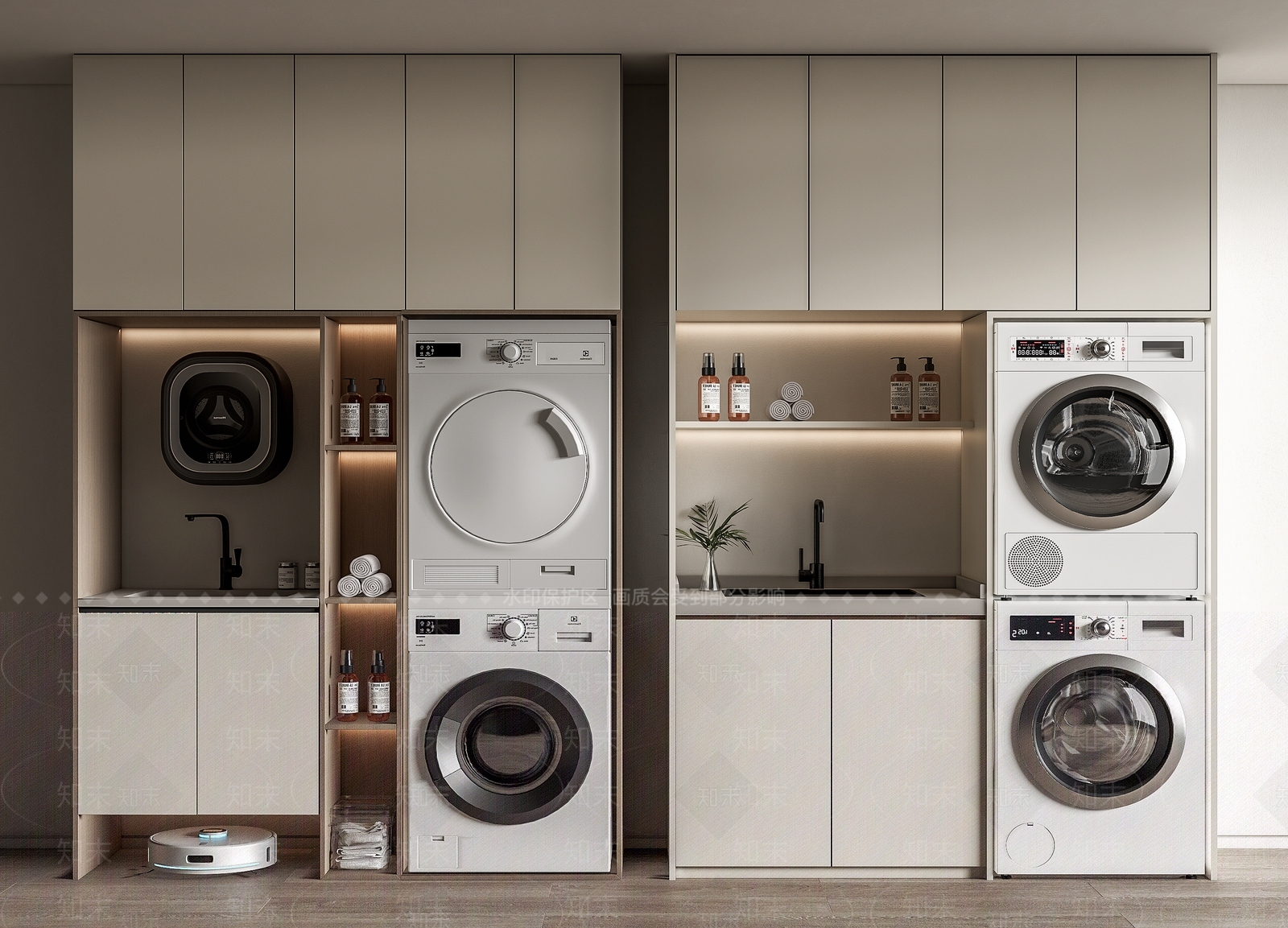 现代阳台洗衣机柜3D模型下载【ID:1160918319】