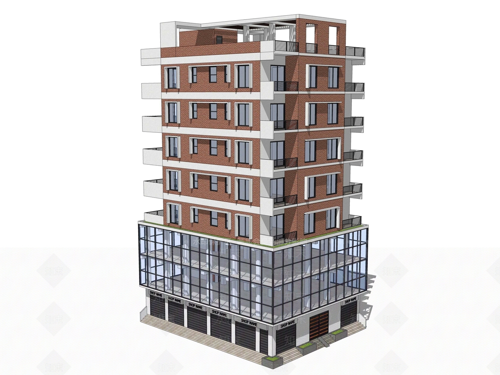 现代多层住宅SU模型下载【ID:1160919433】