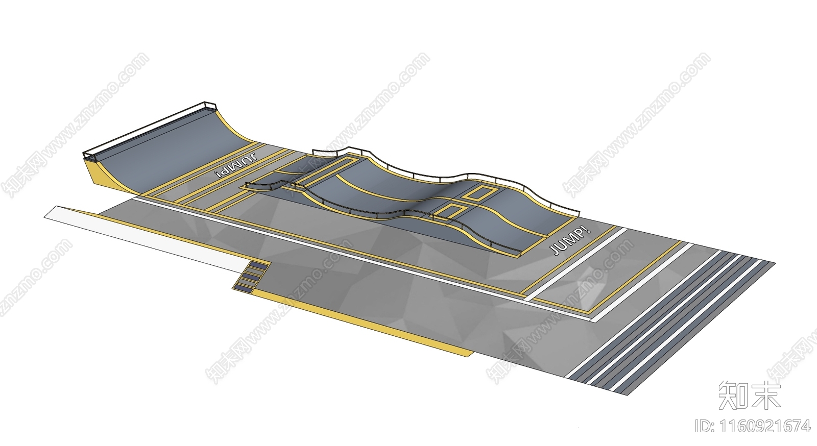 滑板运动场地SU模型下载【ID:1160921674】