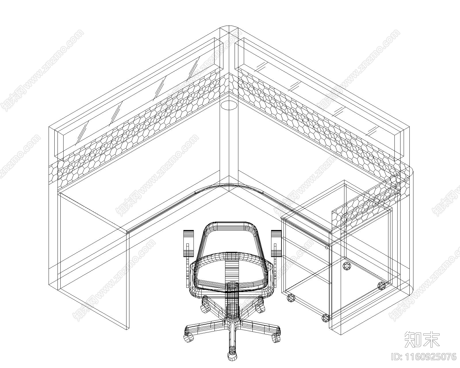 屏风办公桌模型cad施工图下载【ID:1160925076】