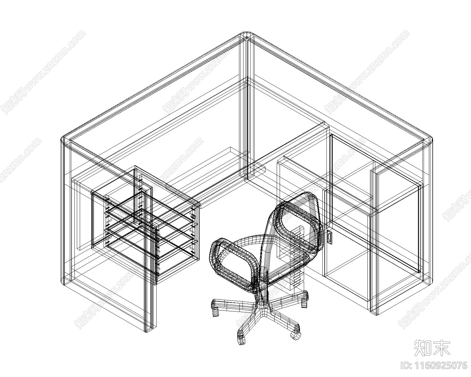 屏风办公桌模型cad施工图下载【ID:1160925076】