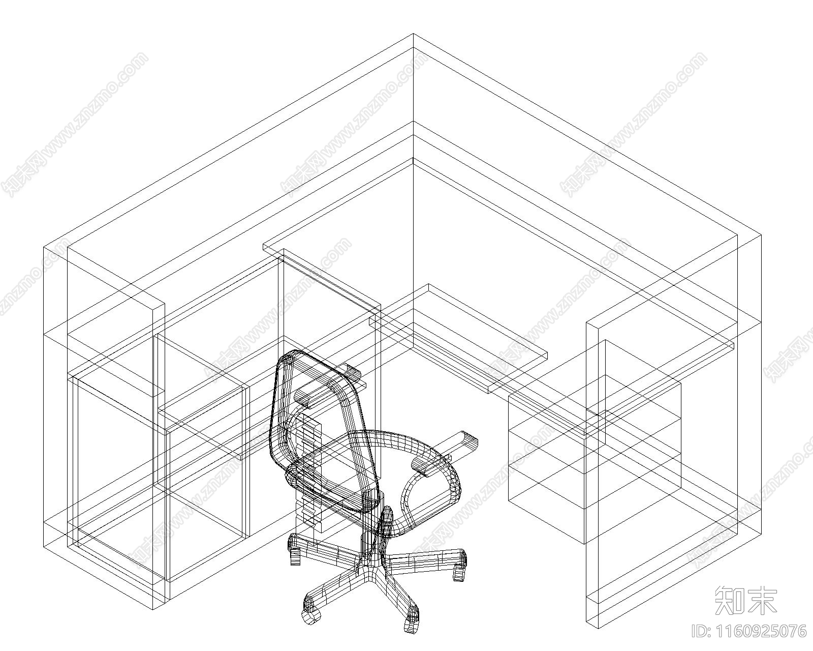 屏风办公桌模型cad施工图下载【ID:1160925076】