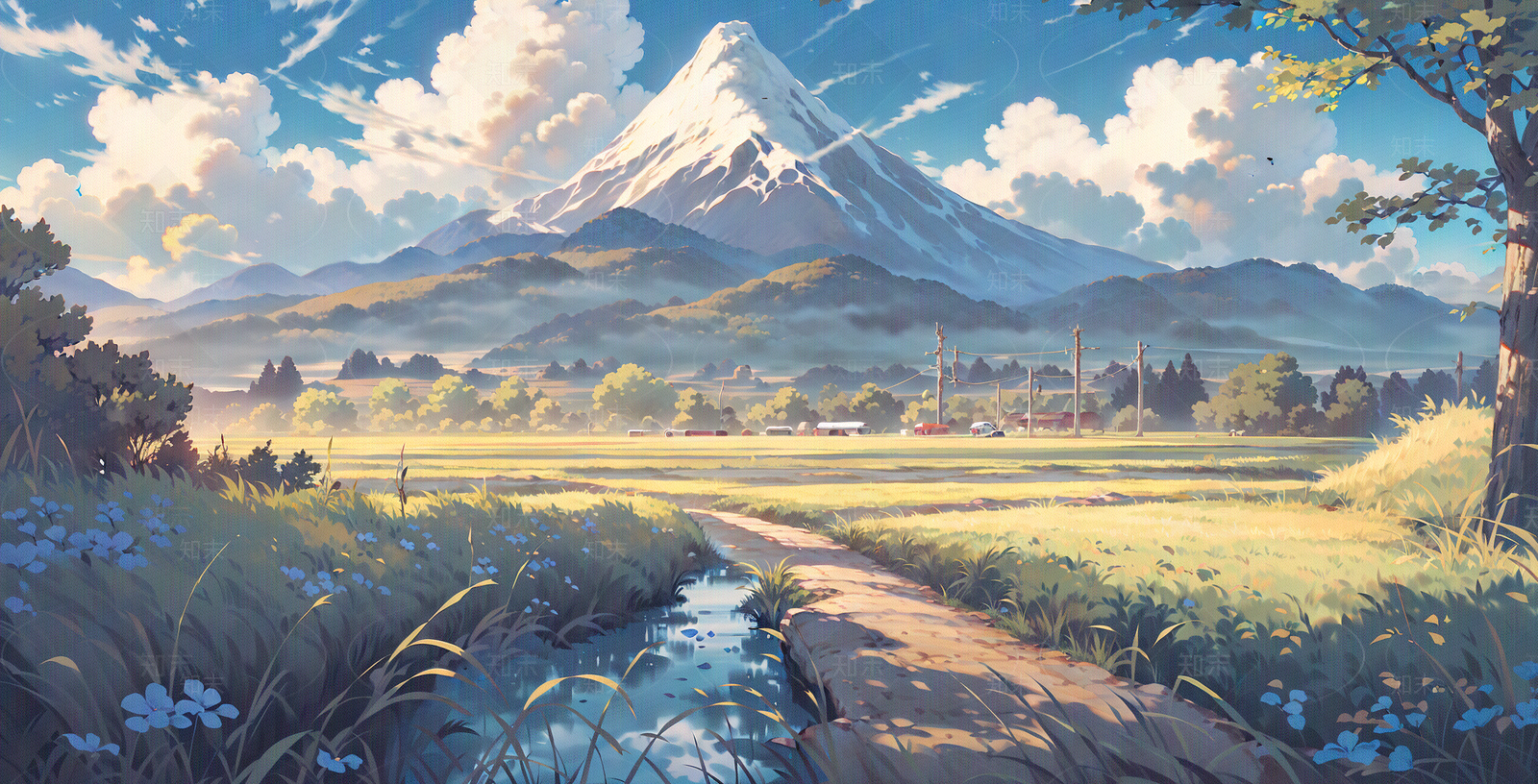 唯美二次插画游戏场景原画壁画装饰画贴图下载【ID:1160926284】