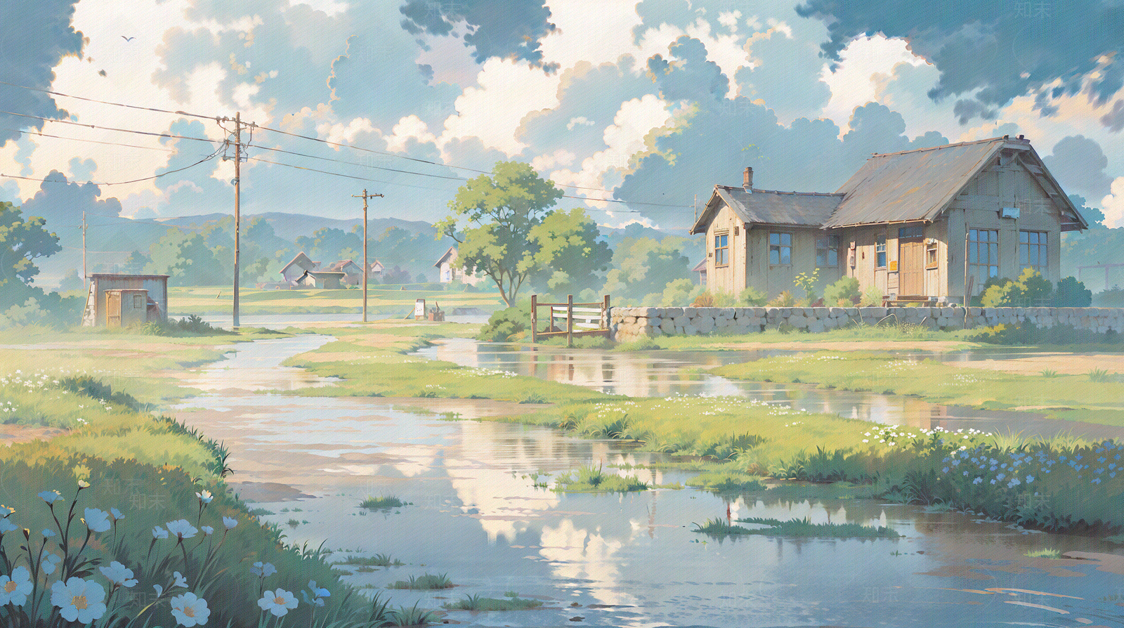 唯美二次插画游戏场景原画壁画装饰画贴图下载【ID:1160926379】