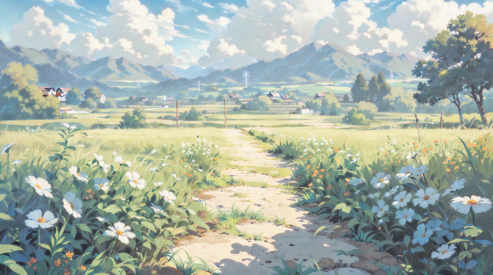 唯美二次插画游戏场景原画壁画装饰画贴图下载【ID:1160926904】