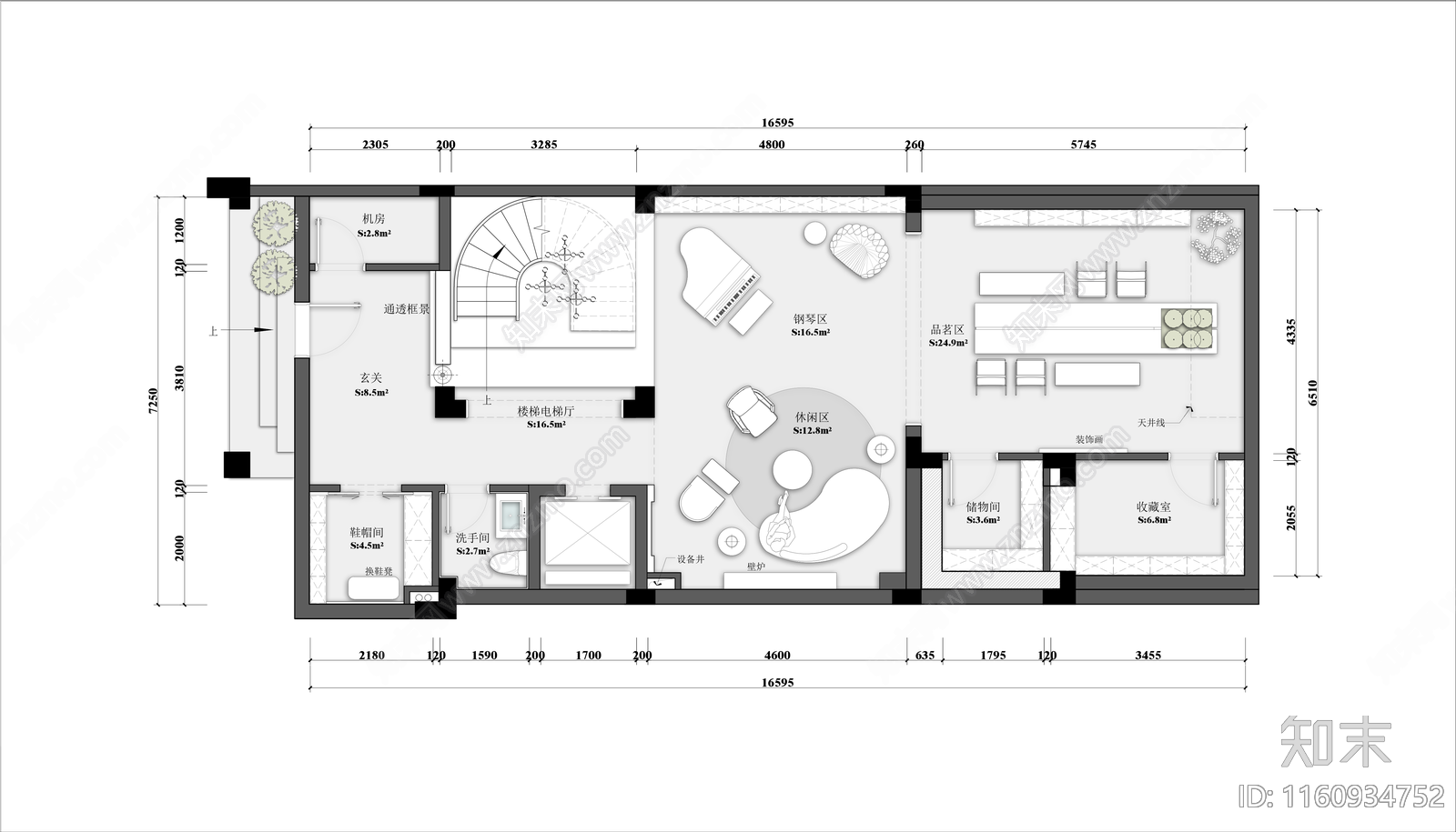 500m²三层别墅带地下室平面布置及彩平施工图下载【ID:1160934752】