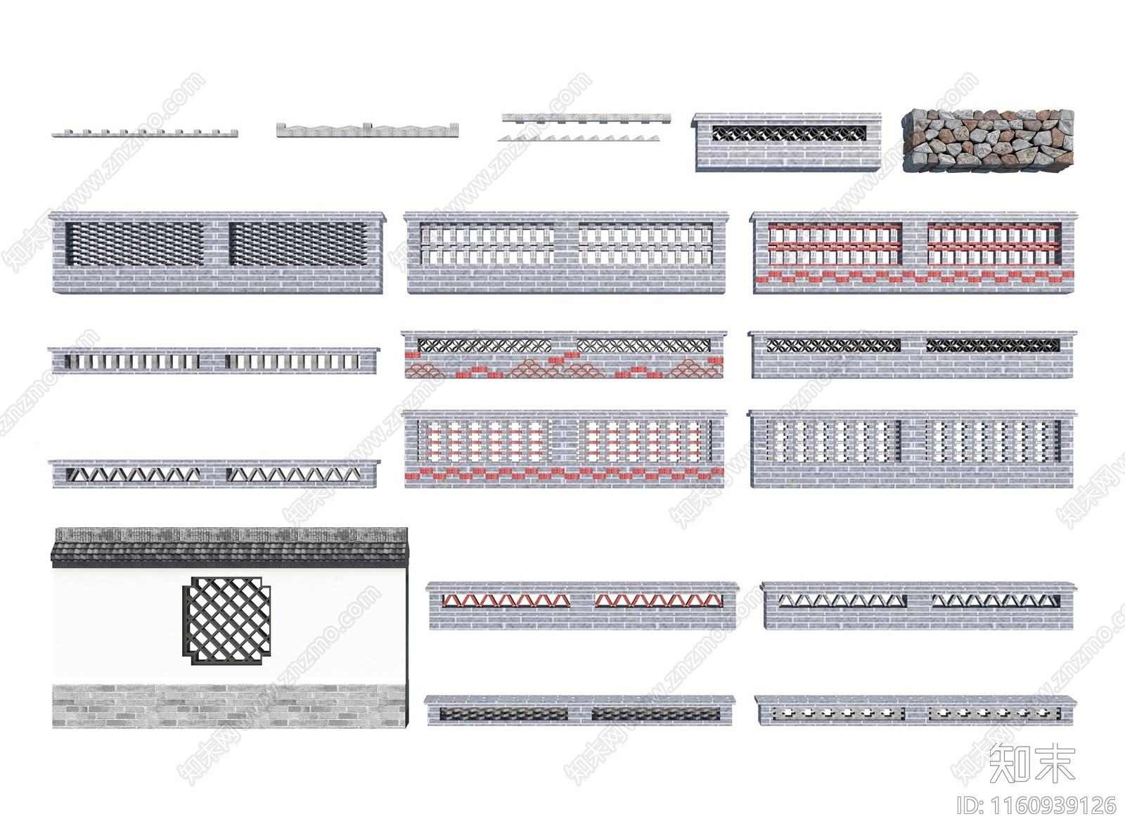 中式乡村矮墙3D模型下载【ID:1160939126】