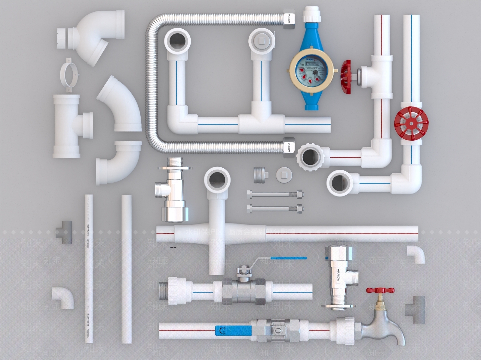 水管3D模型下载【ID:1160940134】