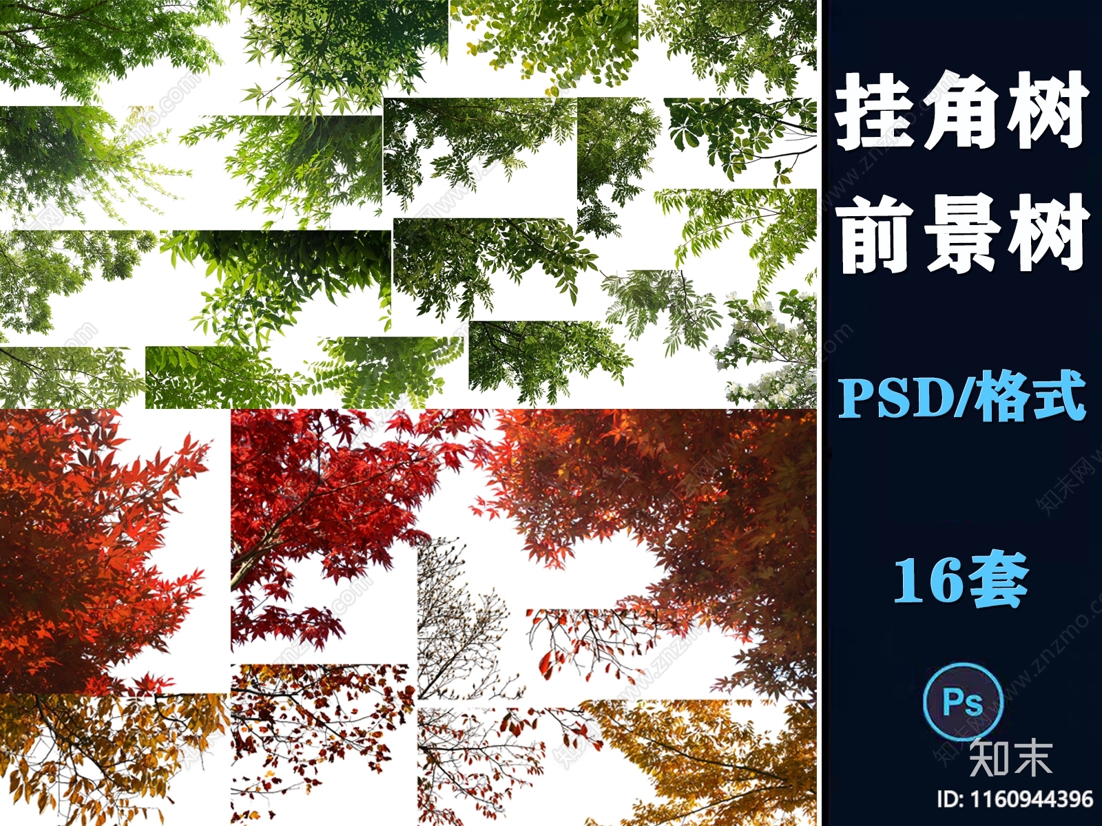 园林景观建筑效果图后期前景树挂角树ps素材树枝乔木植物psd免抠下载【ID:1160944396】undefined