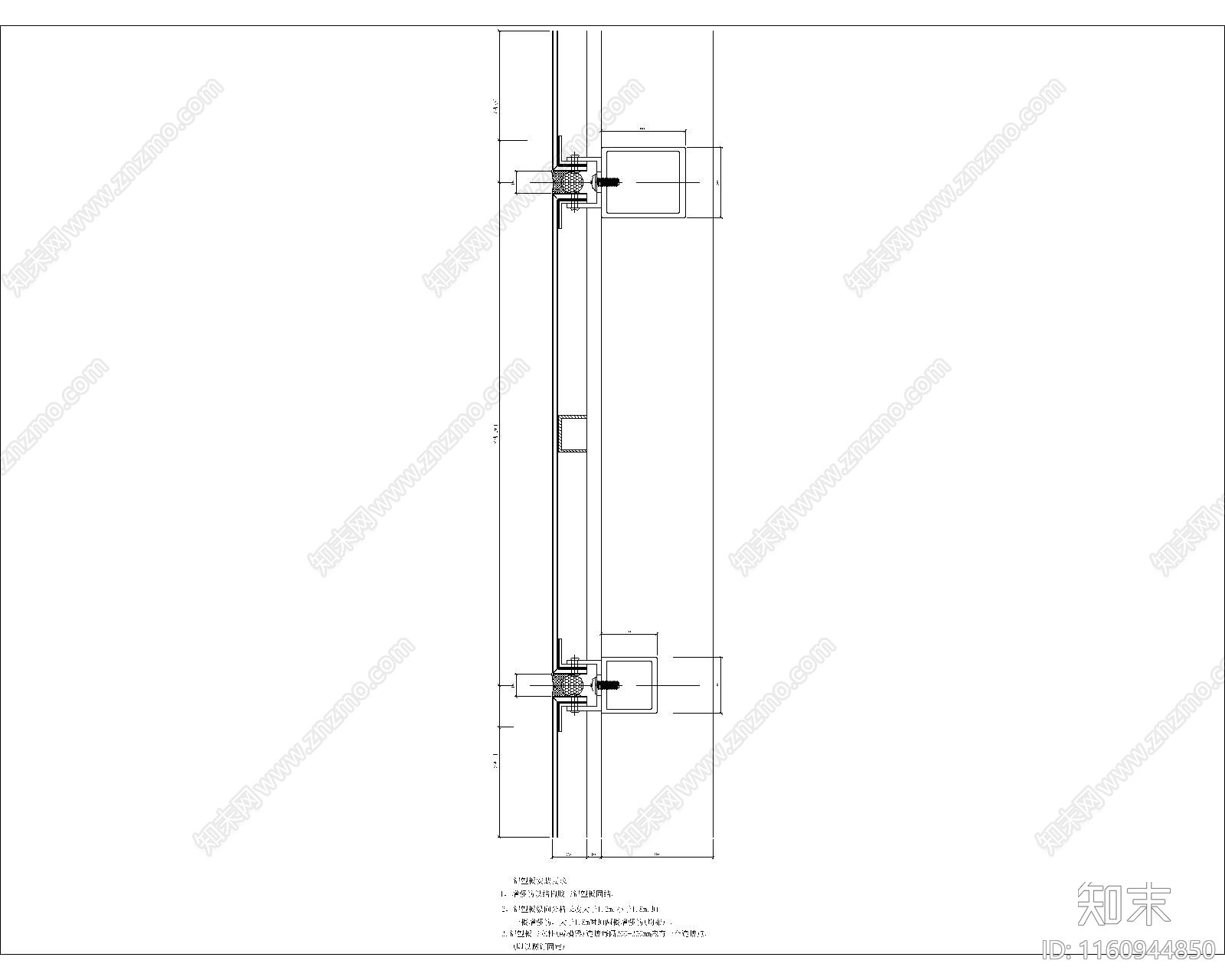 铝塑板幕墙安装要求cad施工图下载【ID:1160944850】