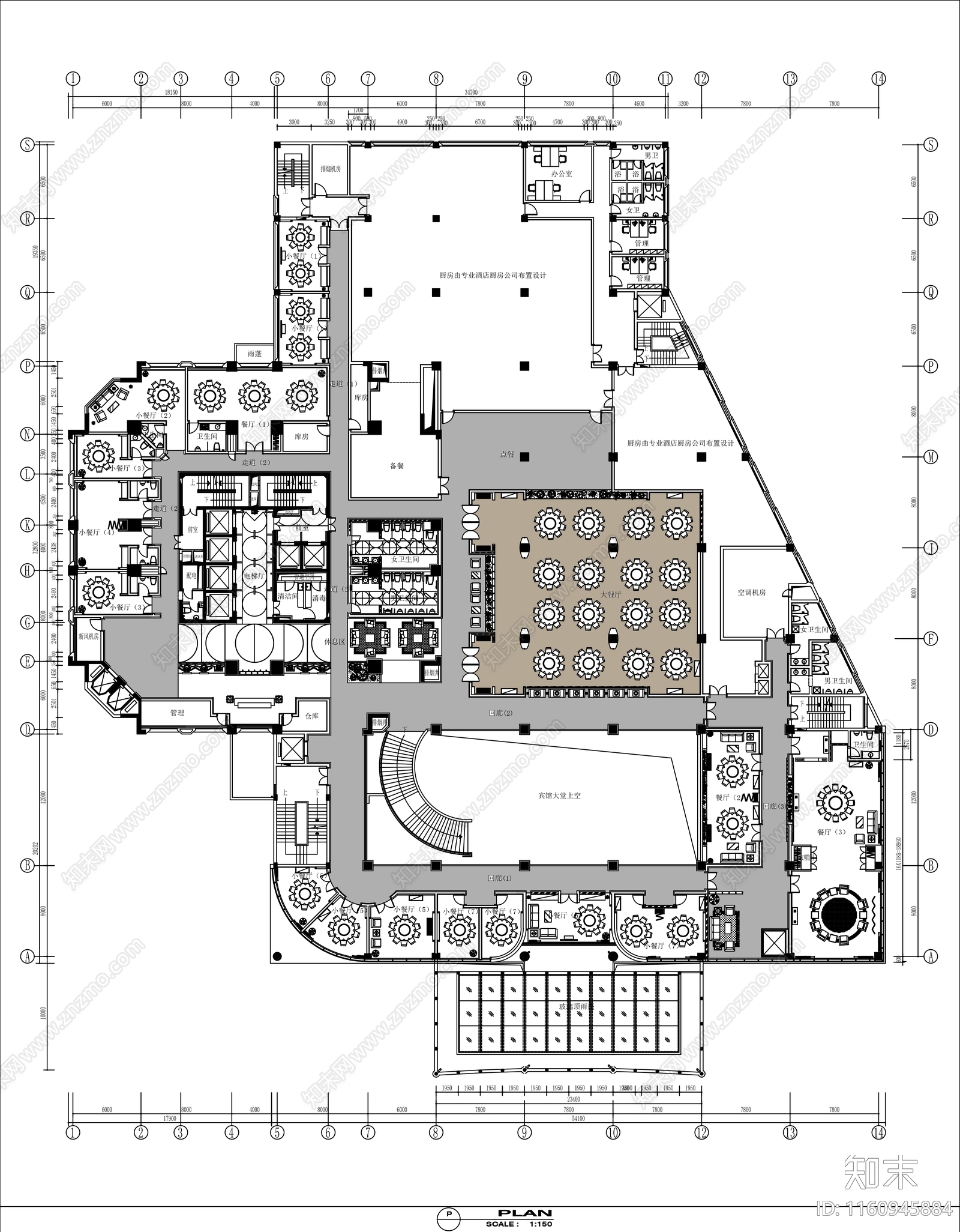 酒店3000㎡中式餐厅全cad施工图下载【ID:1160945884】