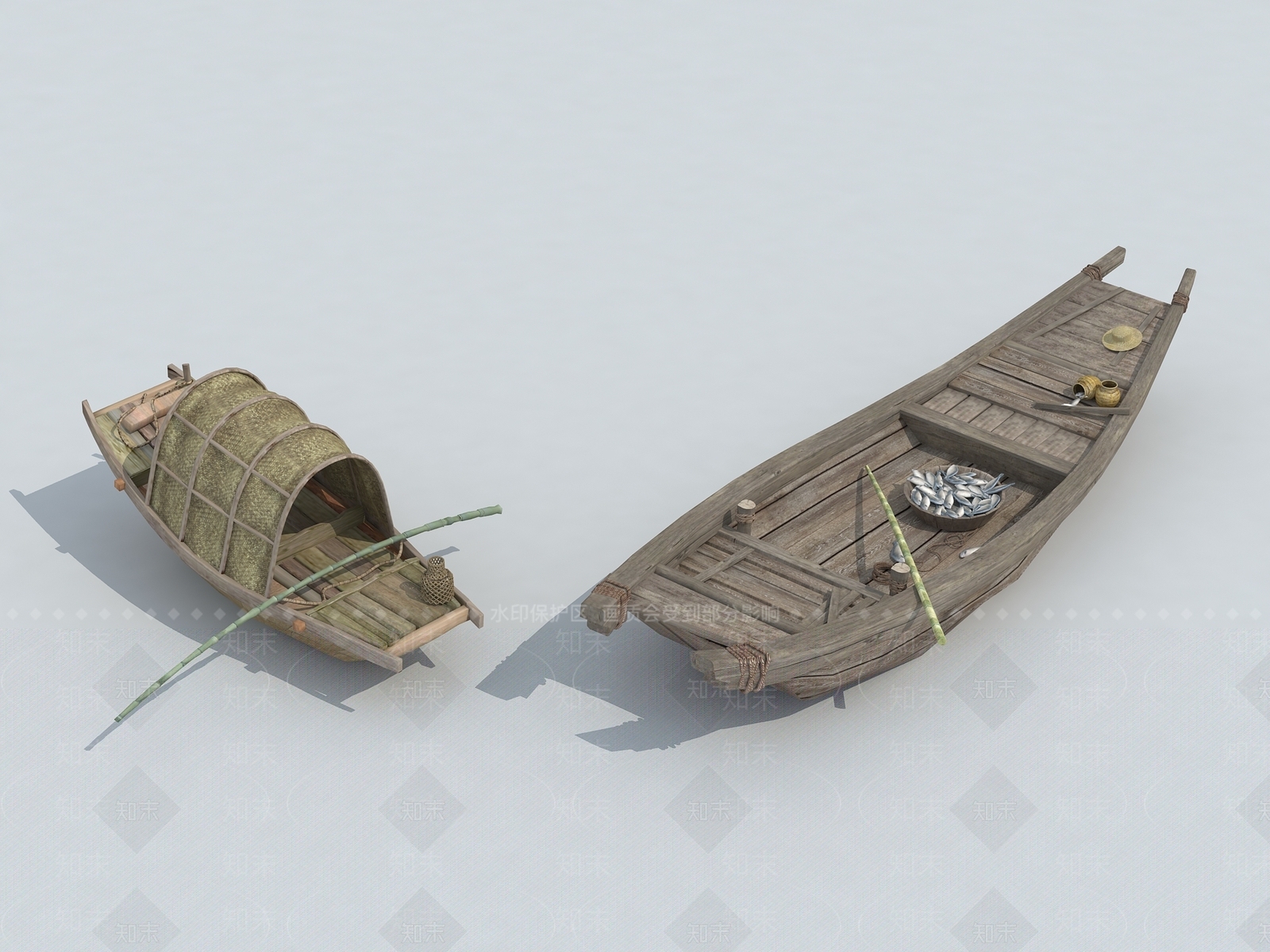 中式木船3D模型下载【ID:1160949141】