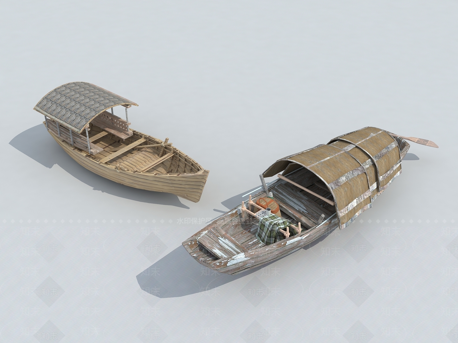 中式木船3D模型下载【ID:1160949179】