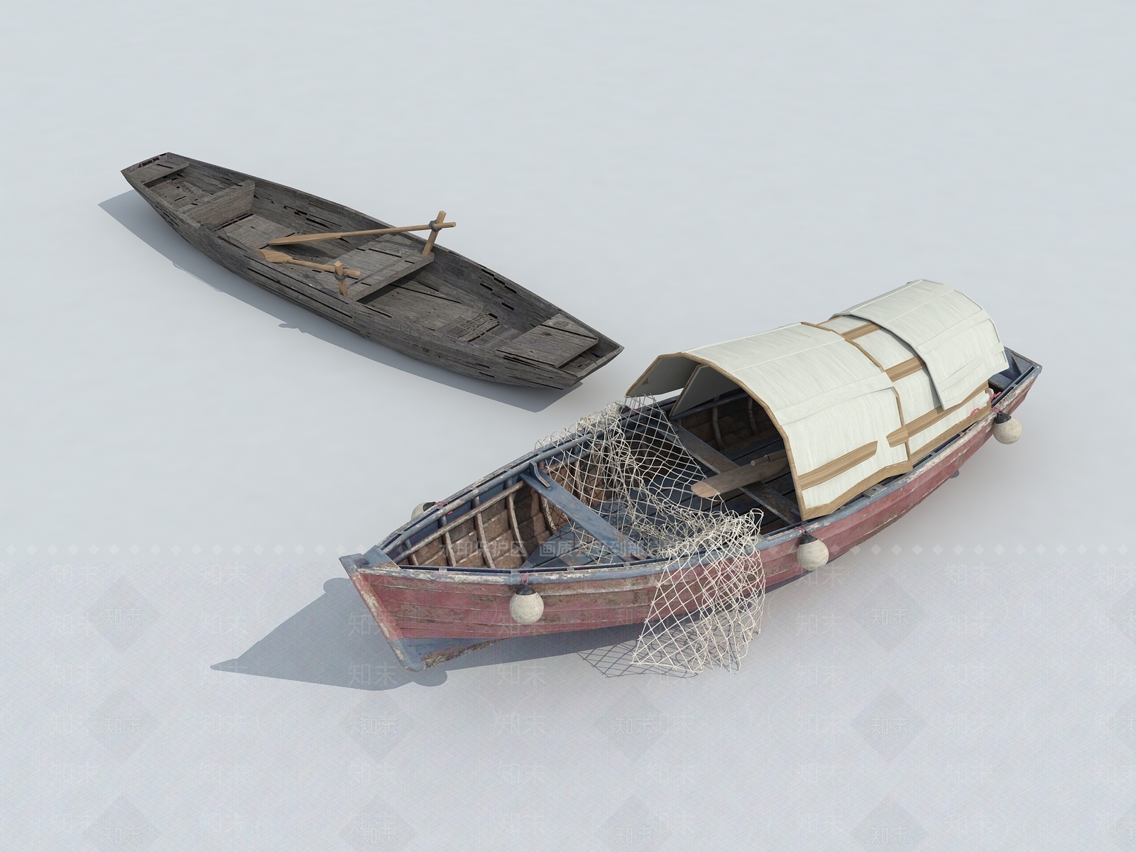 中式木船3D模型下载【ID:1160949302】