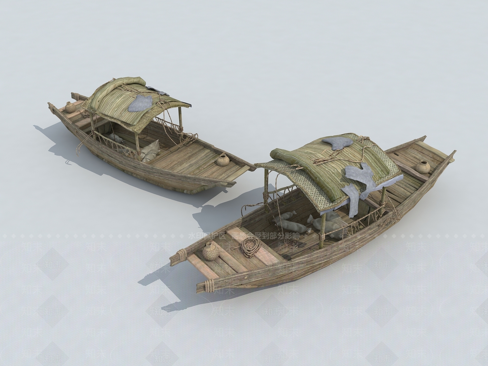 中式木船3D模型下载【ID:1160949590】