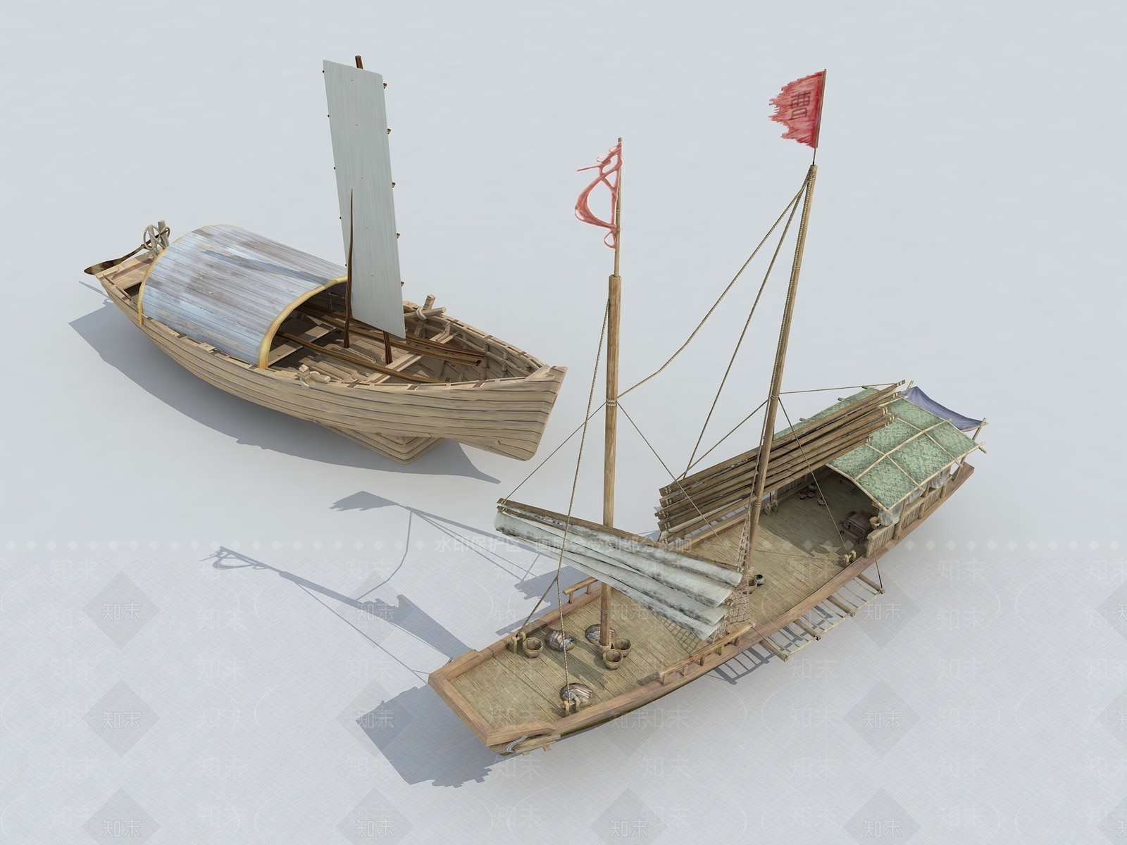 中式木船3D模型下载【ID:1160949517】