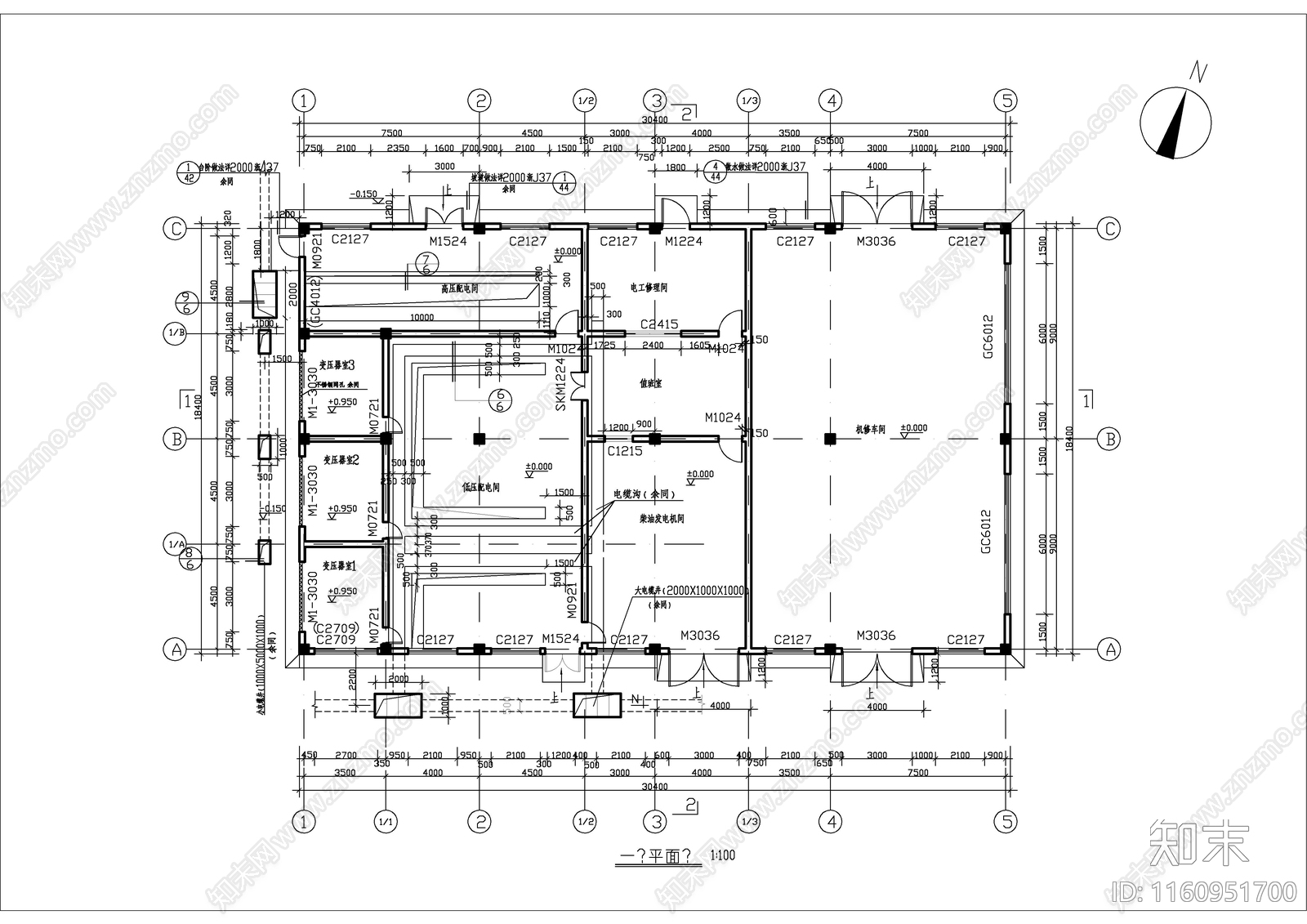 变电所及机修车间建筑图cad施工图下载【ID:1160951700】