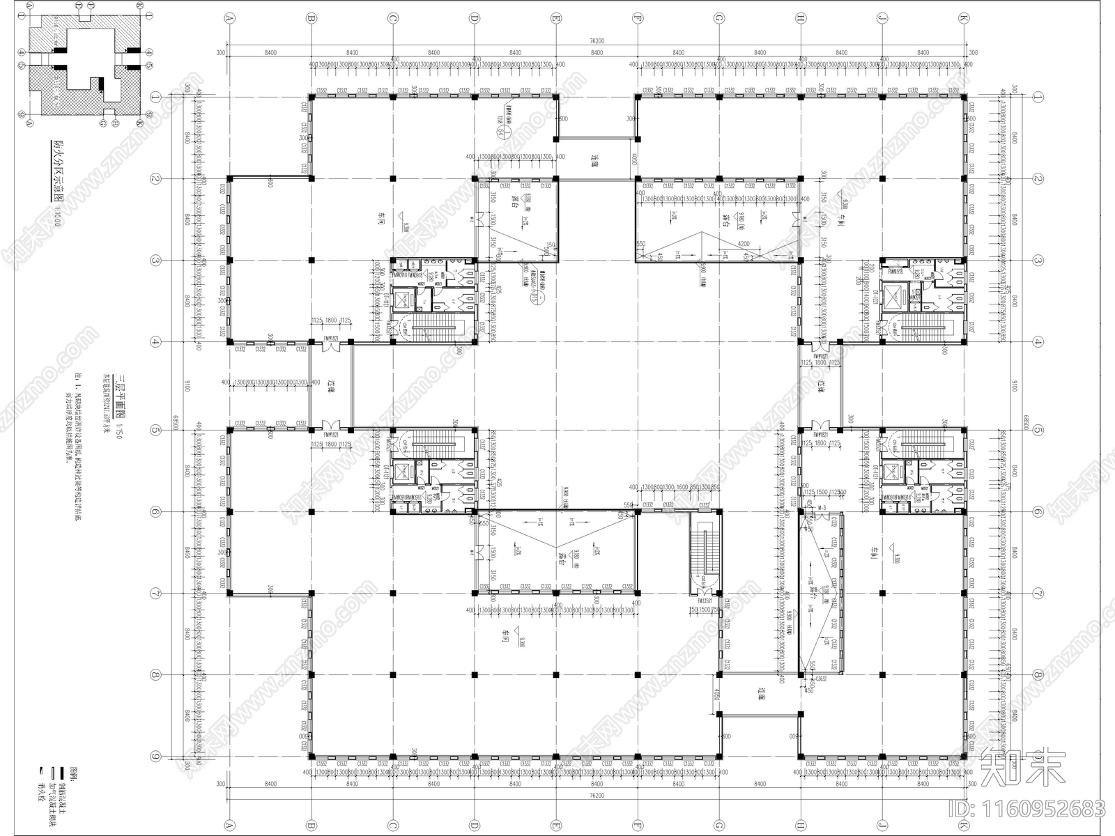 多层厂区组团办公研发中心全套图纸cad施工图下载【ID:1160952683】