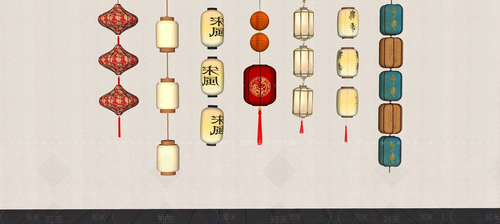 新中式灯笼SU模型下载【ID:1160953228】