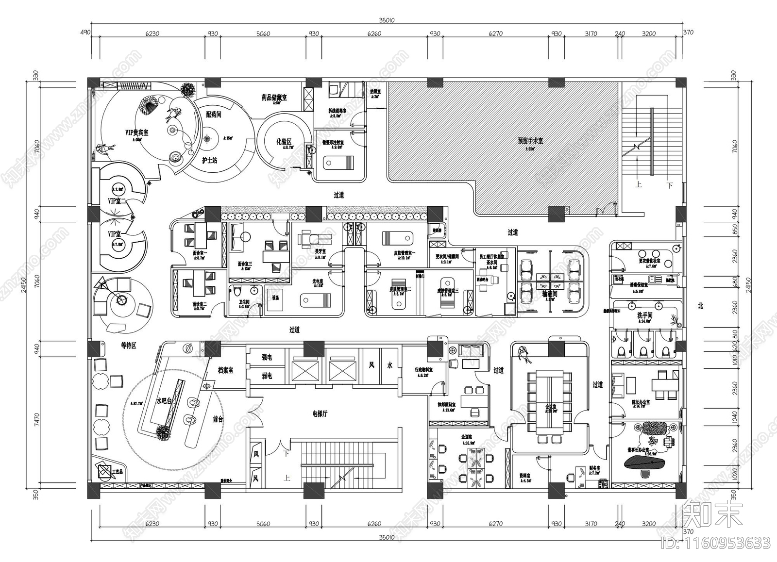 800平创意美容院医美平面图施工图下载【ID:1160953633】